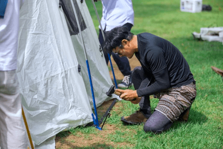 securing a tent